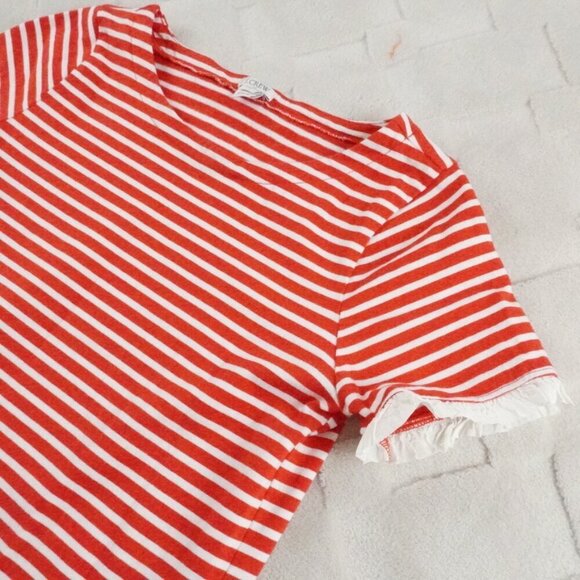 J.Crew Striped Poplin Trimmed Dress Womens Small Red White Preppy - Picture 3 of 12